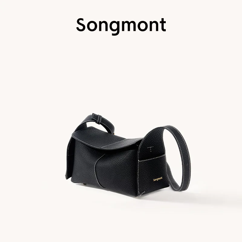 Songmont handbag hanging ear series mini eaves bag head layer cowhide leather commuter crossbody hobo bag