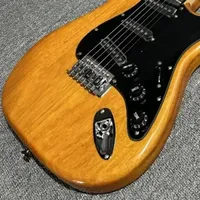 Free Shipping High Sound Quality Wood Color ST Electric Guitar Mahogany Body Rosewood Fingerboard SSS Pickups Black Pickguards