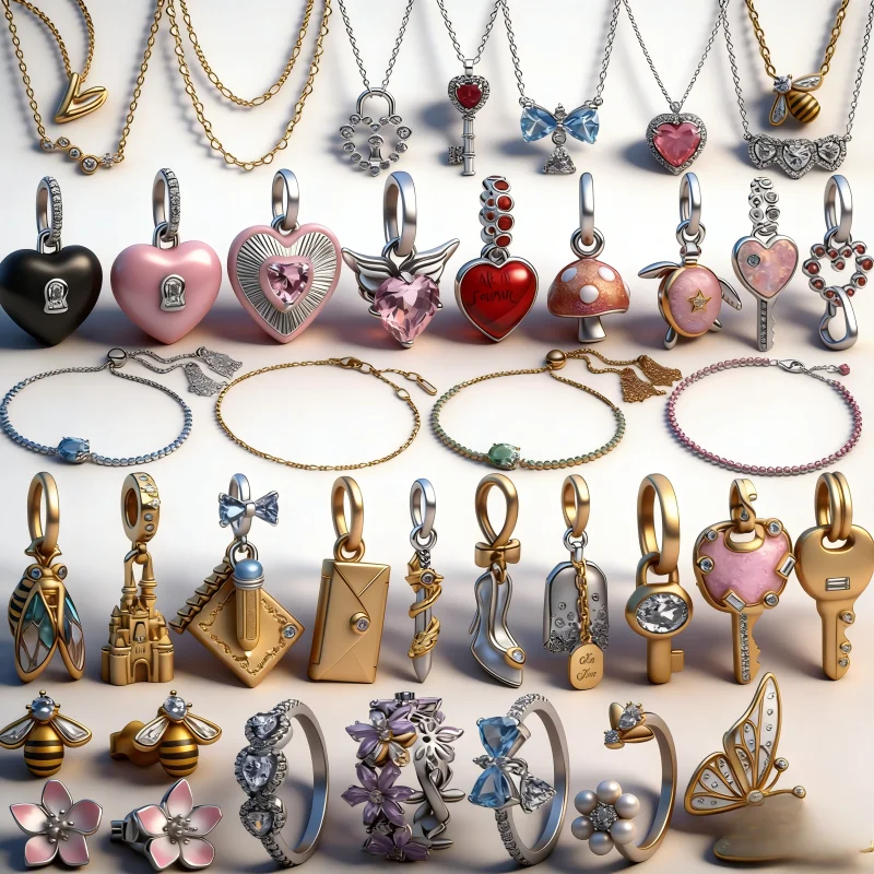

New 925 Sterling Silver Charms Heart Bee Flower key Lock Earrings Rings Beads Bracelets Necklaces Womens DIY Jewelry Gift