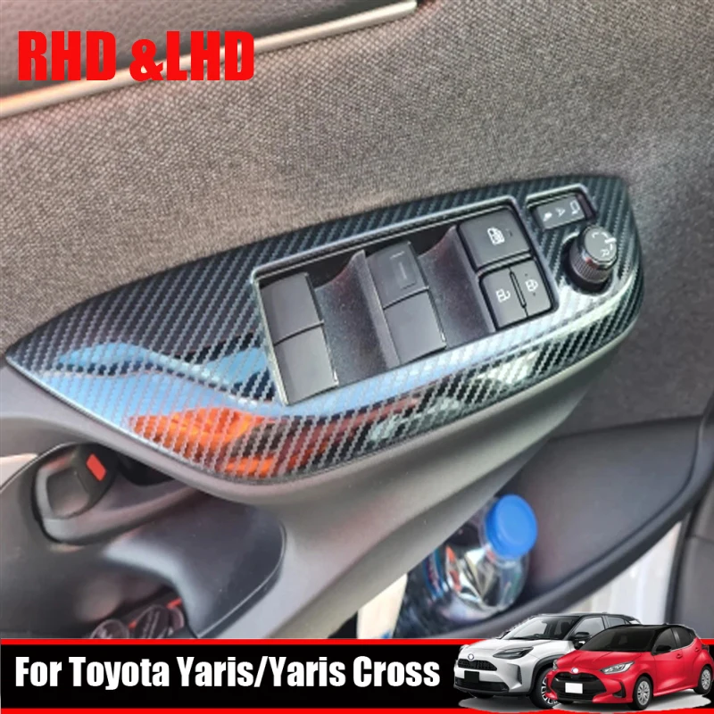 

For Toyota Yaris /yaris Cross 2020 2021 Stainless Steel Car Window Armrest Decoration Cover Glass Lift Switch Trim Accessories