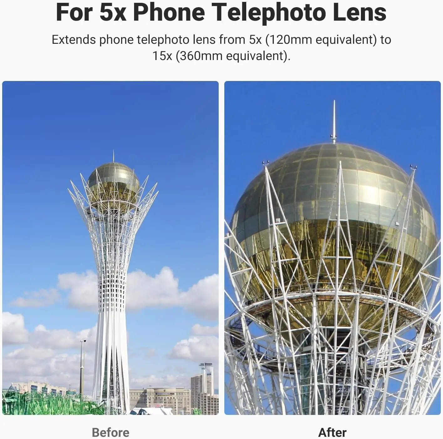 NEEWER 3X Telekonverter für Smartphone-Teleobjektiv, 360mm Äquivalent, 17mm Gewinde, für iPhone Android Samsung Xiaomi – Detail 1