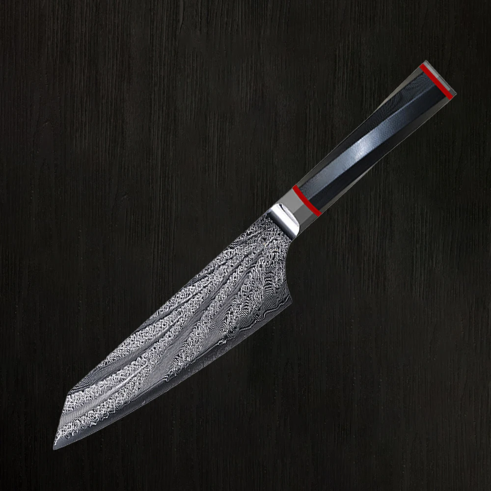 AUS10 Damascus Chef Knife Double-edged 73 Layer Steel Kitchen Knives G10 Twisted Octagonal Handle 6.5inch Japanese Chef Cleaver