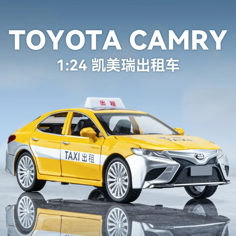 

1:24 Toyota Camry taxi High Simulation Diecast Metal Alloy Model car Sound Light Pull Back Collection Kids Toy Gifts A641