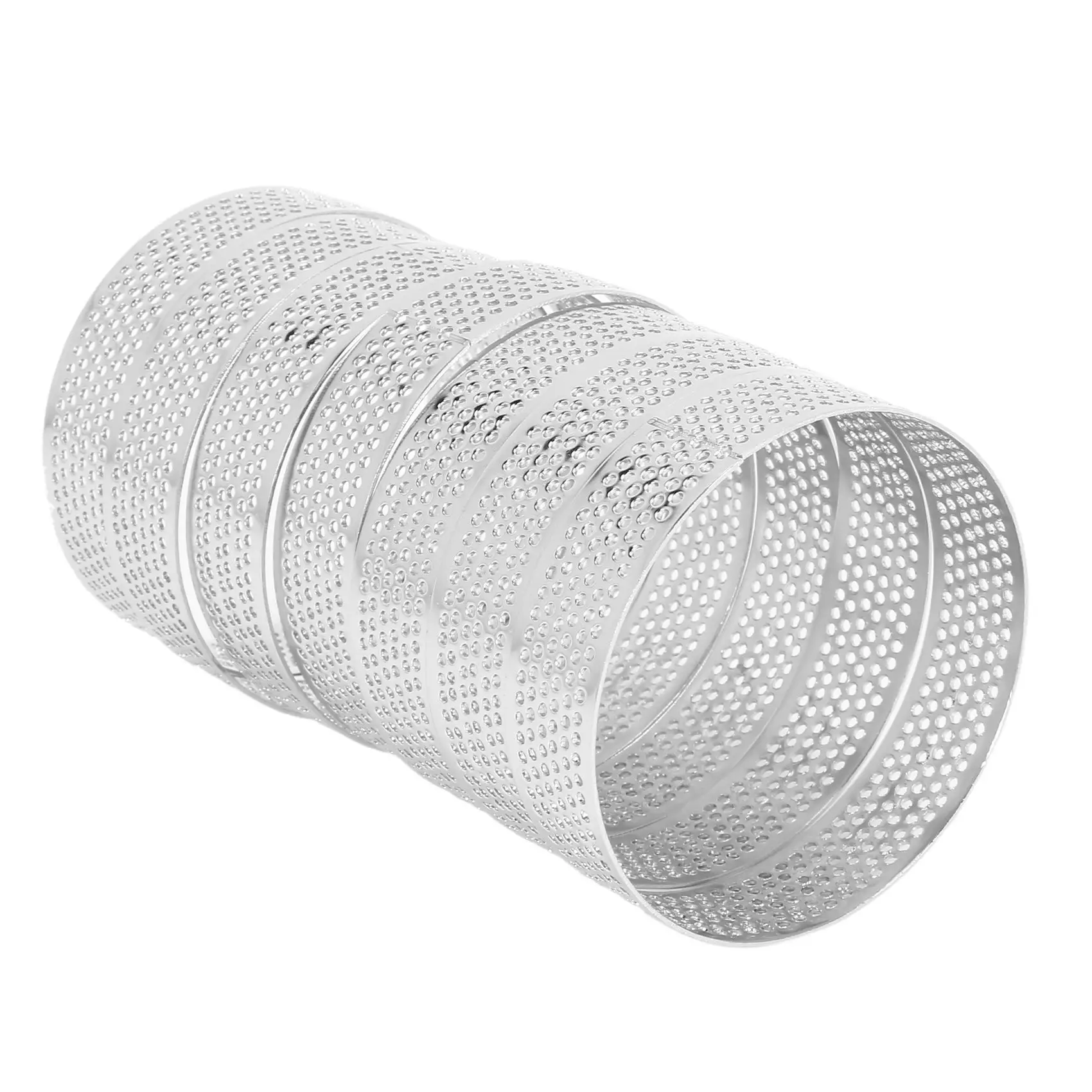 TFTP-10 Pcs Circular Porous Tart Ring Bottom Tower Pie Cake Mould Baking Tools Heat-Resistant Perforated Mousse Ring, 8Cm