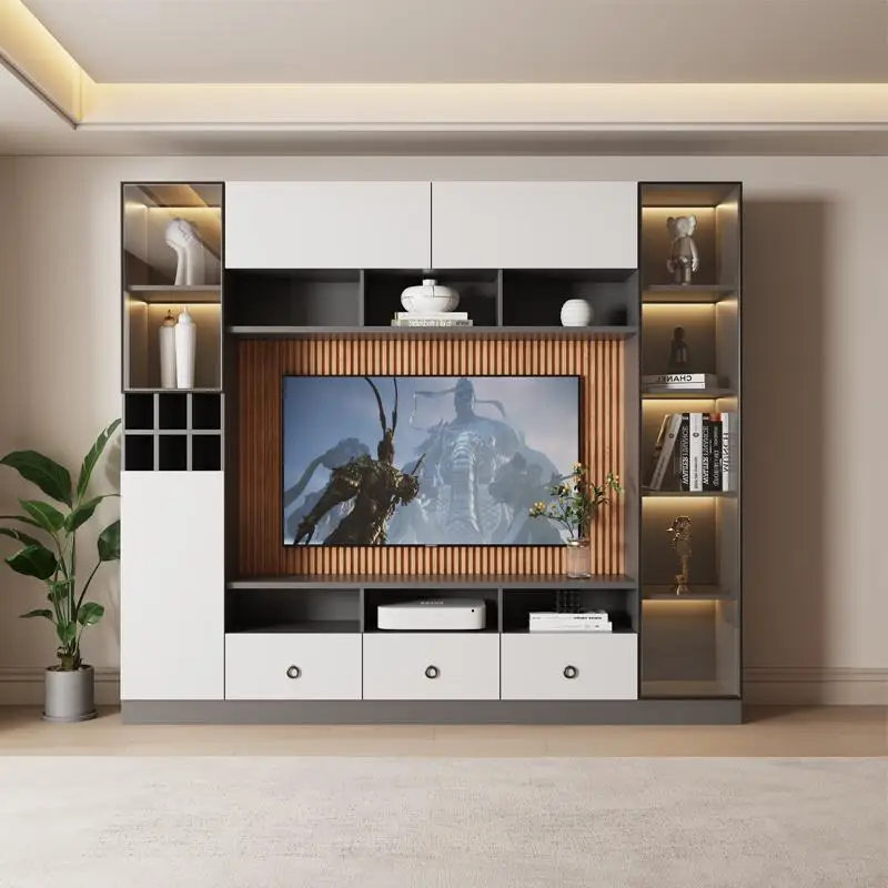 gh-Modern TV Cabinet Wall Mounted Floating Design Wooden Living Room Furniture With Storage Space for 85 Inch TV Projector#