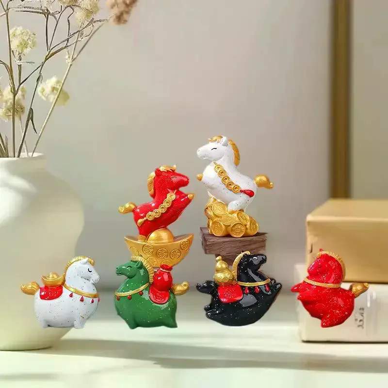 Vintage Horse Statue Zodiac Horse Sculpture Feng Shui Collection Crystal Light Horse Sun Catcher Ornament Home Desktop Decor