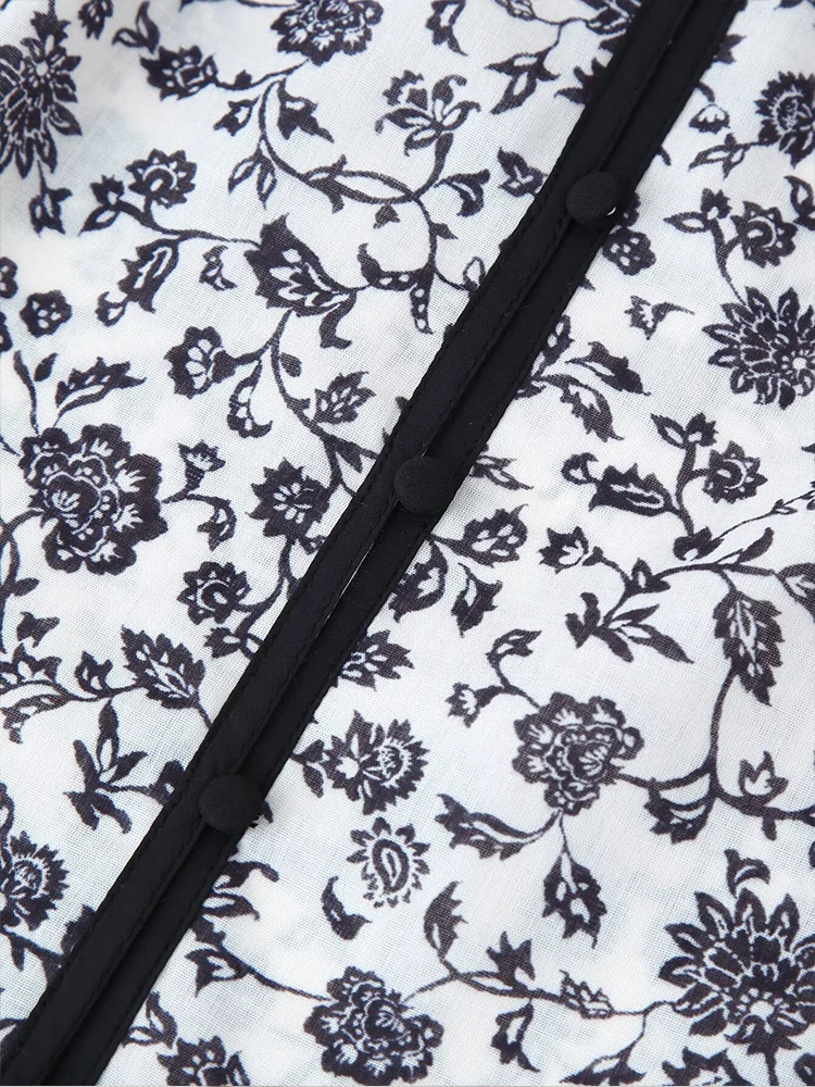 Camicia a maniche lunghe con stampa di posizionamento floreale, temperamento versatile, nuova moda da donna in stile europeo