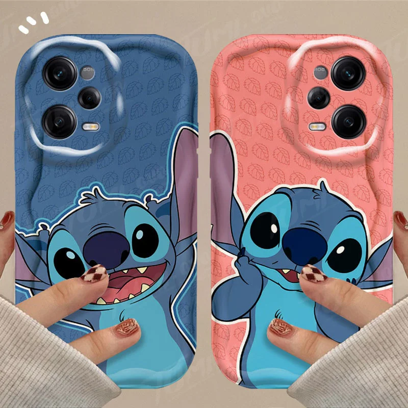 Cartoon Disney Stitch 3D Wave Case For Xiaomi Redmi Note 13 12 Pro Plus Turbo Speed 12S 12R 11 11S 10 10S 9S 7 8 9 Pro Max Cover