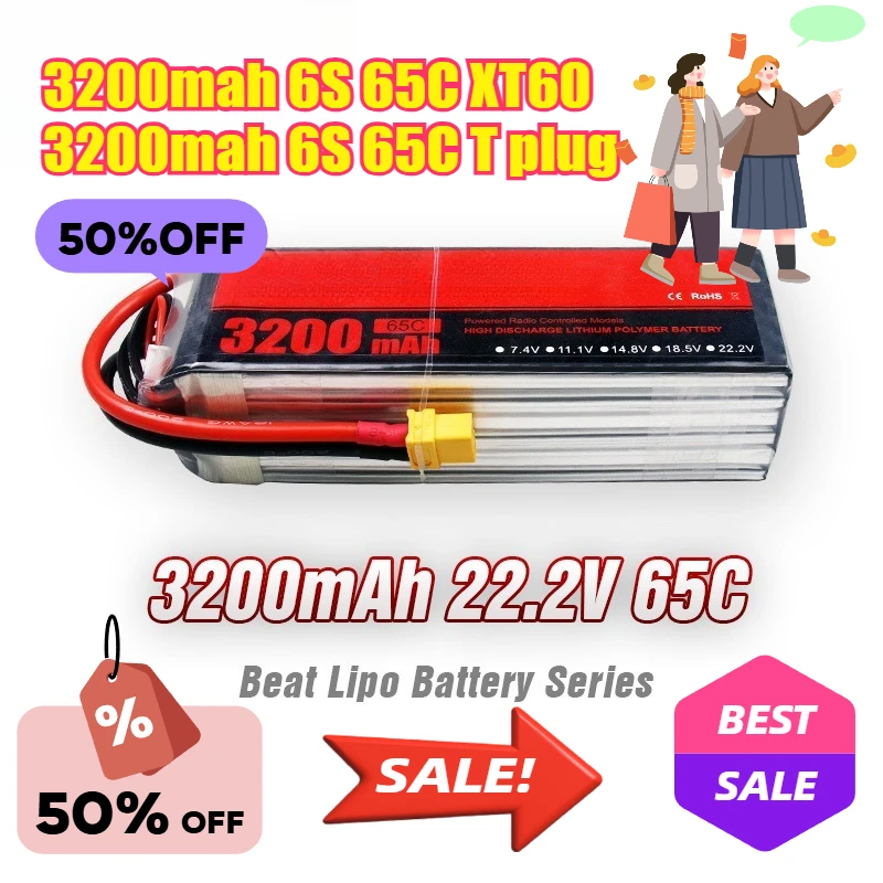 

3200mAh/6S/22.2V/65C for BT LIPO Aircraft Model Battery