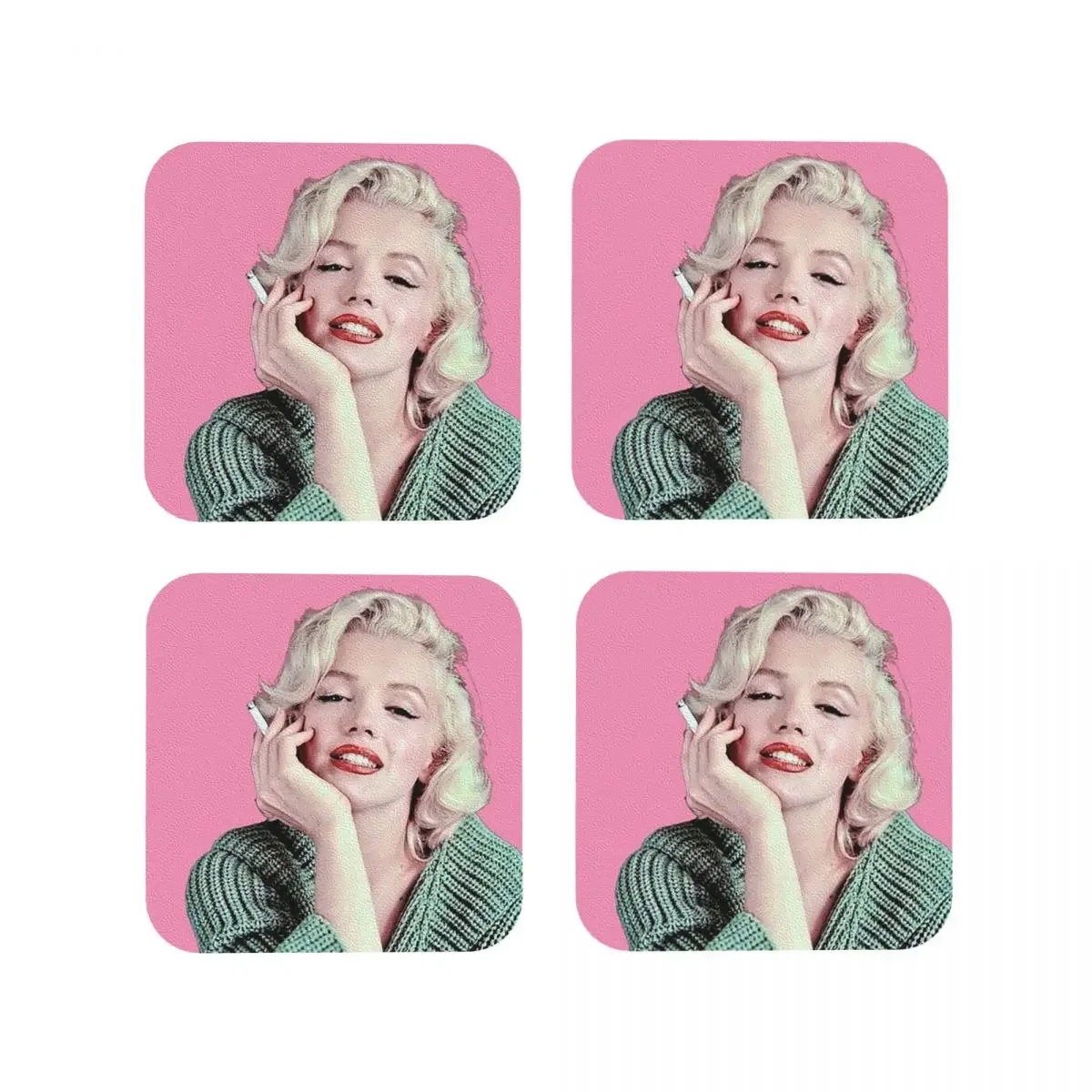 Marilyn Monroe Stick Coasters Kitchen Placemats Non-slip Insulation Cup Coffee Mats For Decor Home Tableware Pads Set of 4