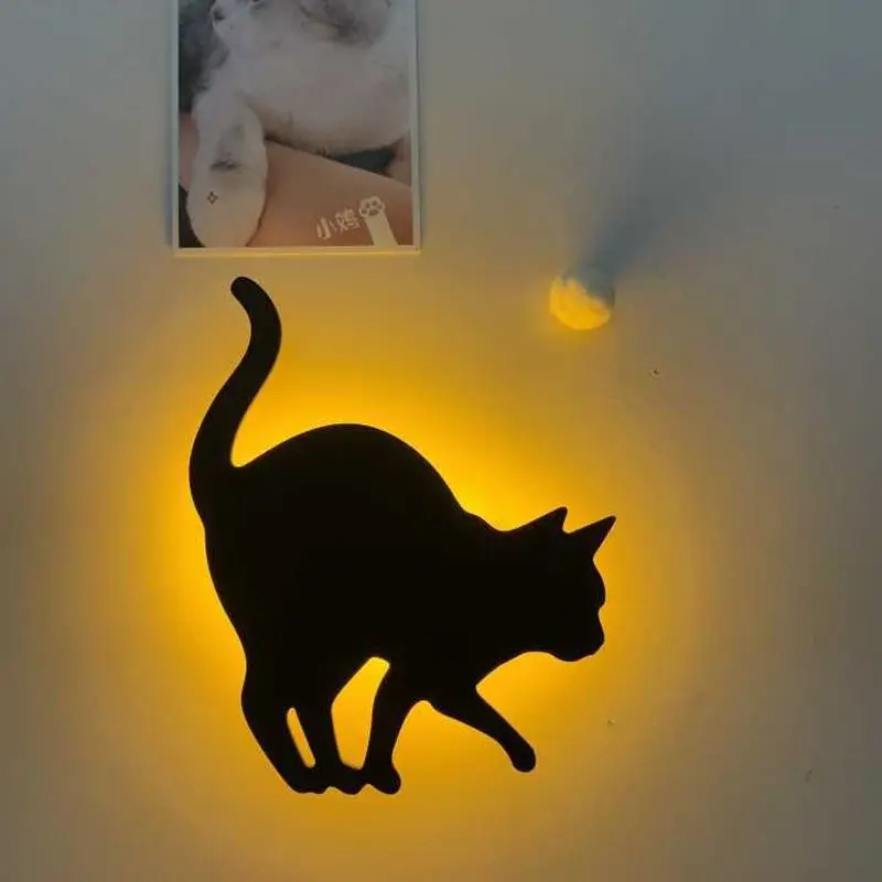 Creative Led Night Light Cat Lamp Animal Battery Source Nightlight for Living Room Bedroom Loft Lighting Deco MJ708