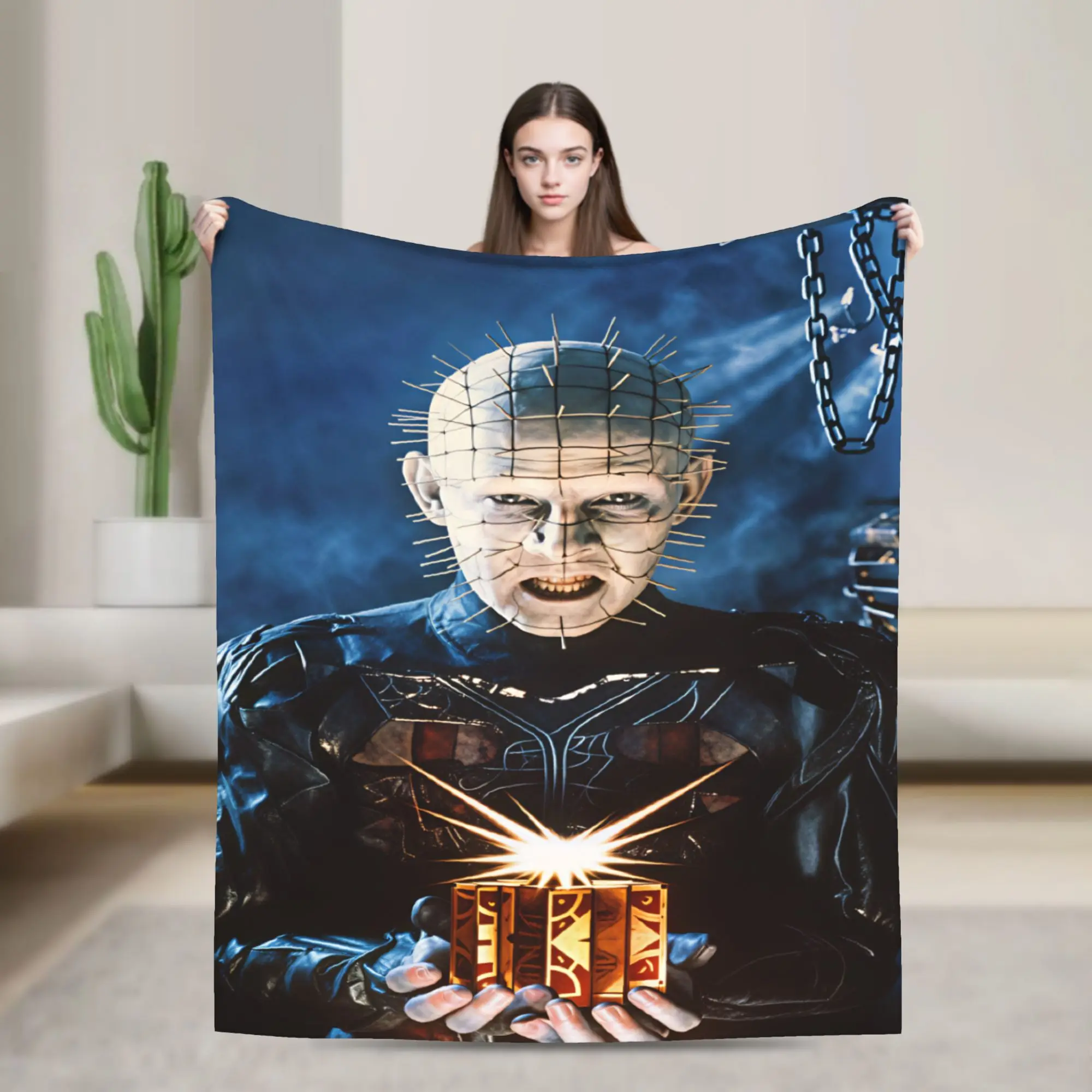 Hellraiser Horror Movie Warm Soft Blanket  Picnic Plush Throw Blanket Novelty Bedroom Flannel Bedspread Sofa Bed Cover