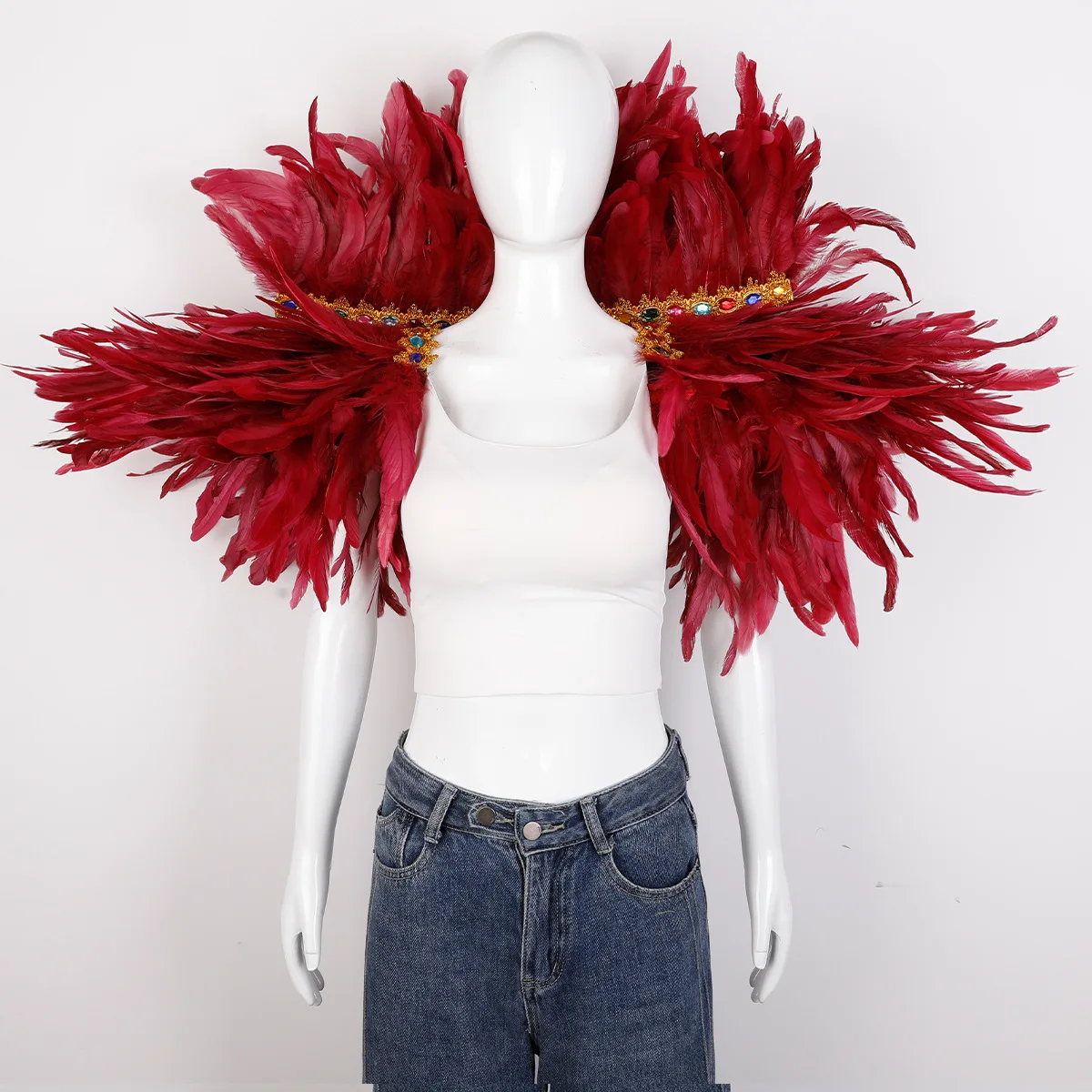 Feder Schal Halloween Karneval Kostüm Runway Leistung Ball Weste Schal Mantel Party Schal Cosplay Frau Schal – Detail 14