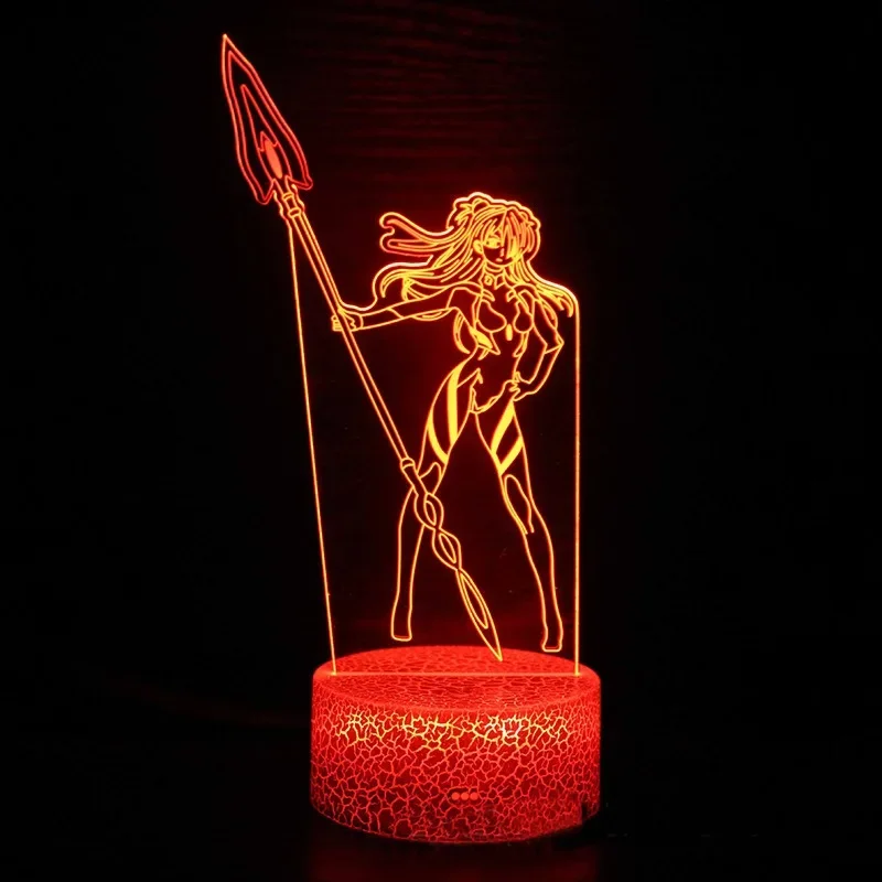 Anime EVA 3D Night Light Ornaments Neon Genesis Evangelion Asuka Langley Soryu LED Desktop Night Lamp Accessories USB Nightlight