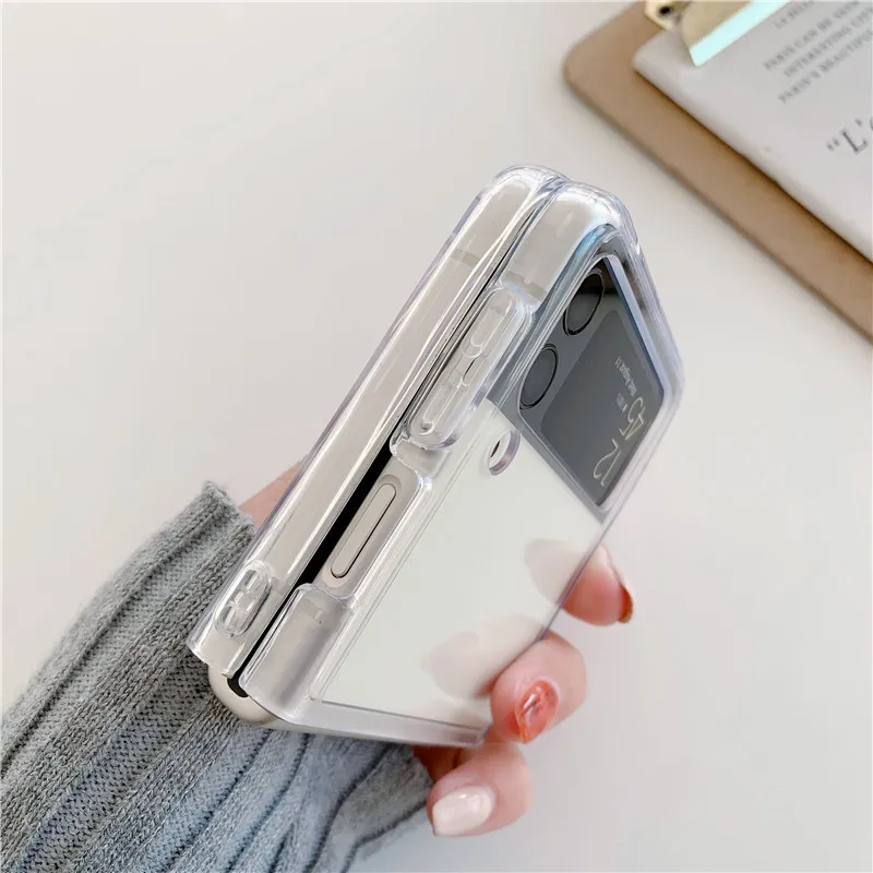 Transparent Acrylic Phone Case For Samsung Galaxy Z Flip 4 3 2 1 Zflip3 Protective Cover