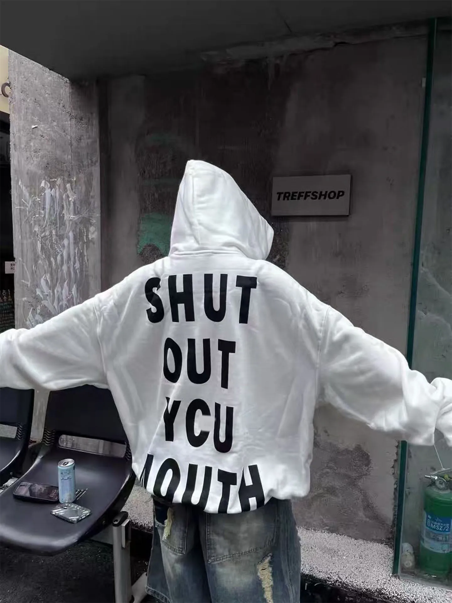 Sudadera con capucha blanca Retro americana para mujer Otoño Invierno nueva moda de gran tamaño Lazy Sle pareja combina todo Top largo Sve