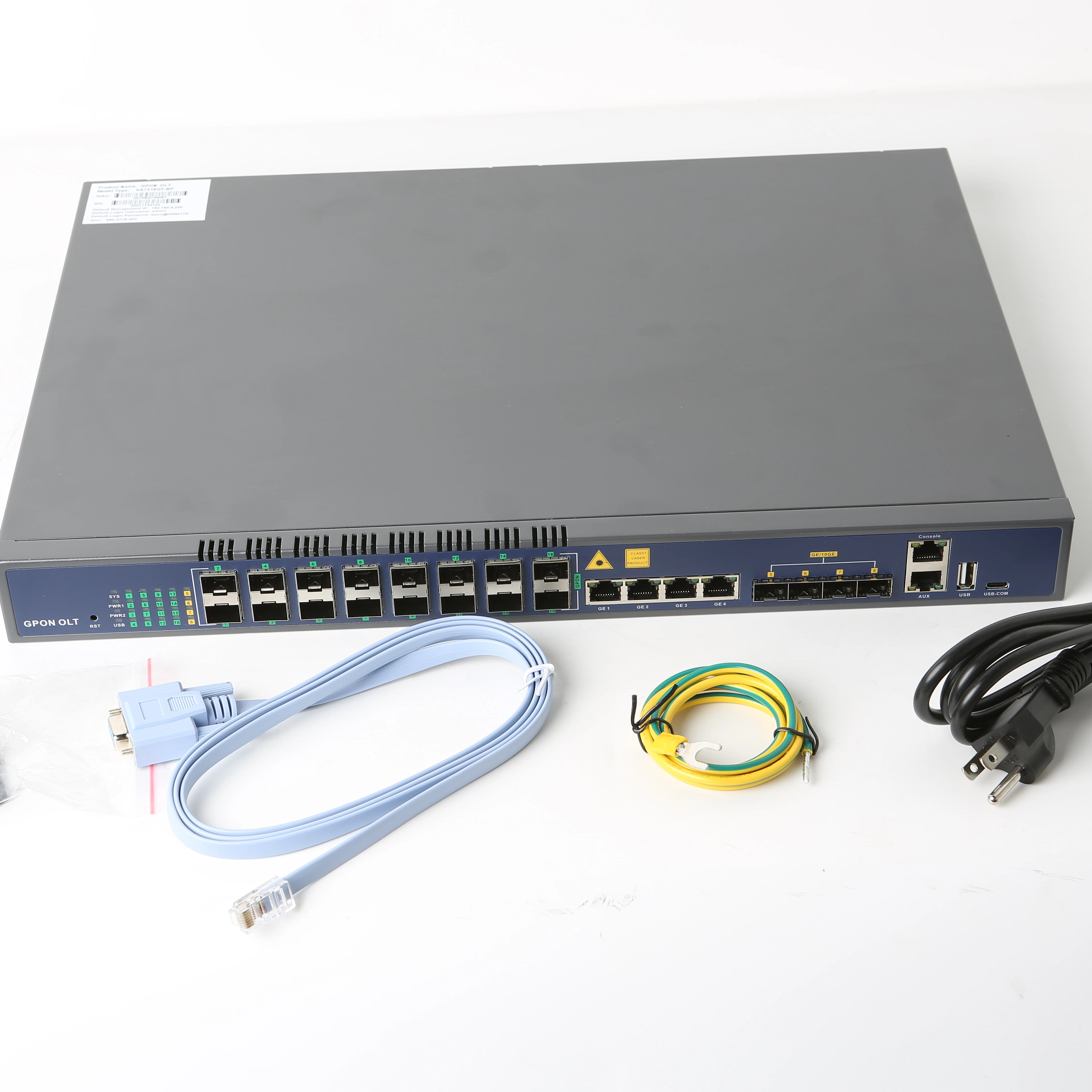

1U rack EPON OLT provides 16 EPON ports 12 uplink ports, 4 ports 10G uplinks dual power supplies without modules