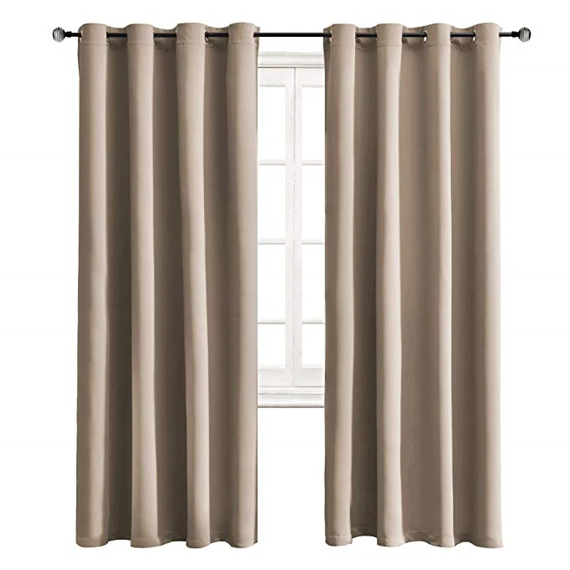 Black Blackout Thermal Insulated Curtains for Living Room Bedroom Window Treatment Soudproof Curtain Panels