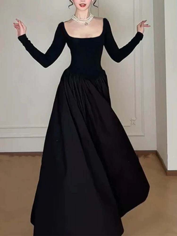 

Tossy Elegance Backless Long Dress For Women Lace-Up Princess Style Pleats Solid Slim New Party Dress Evening Women's Maxi Dress