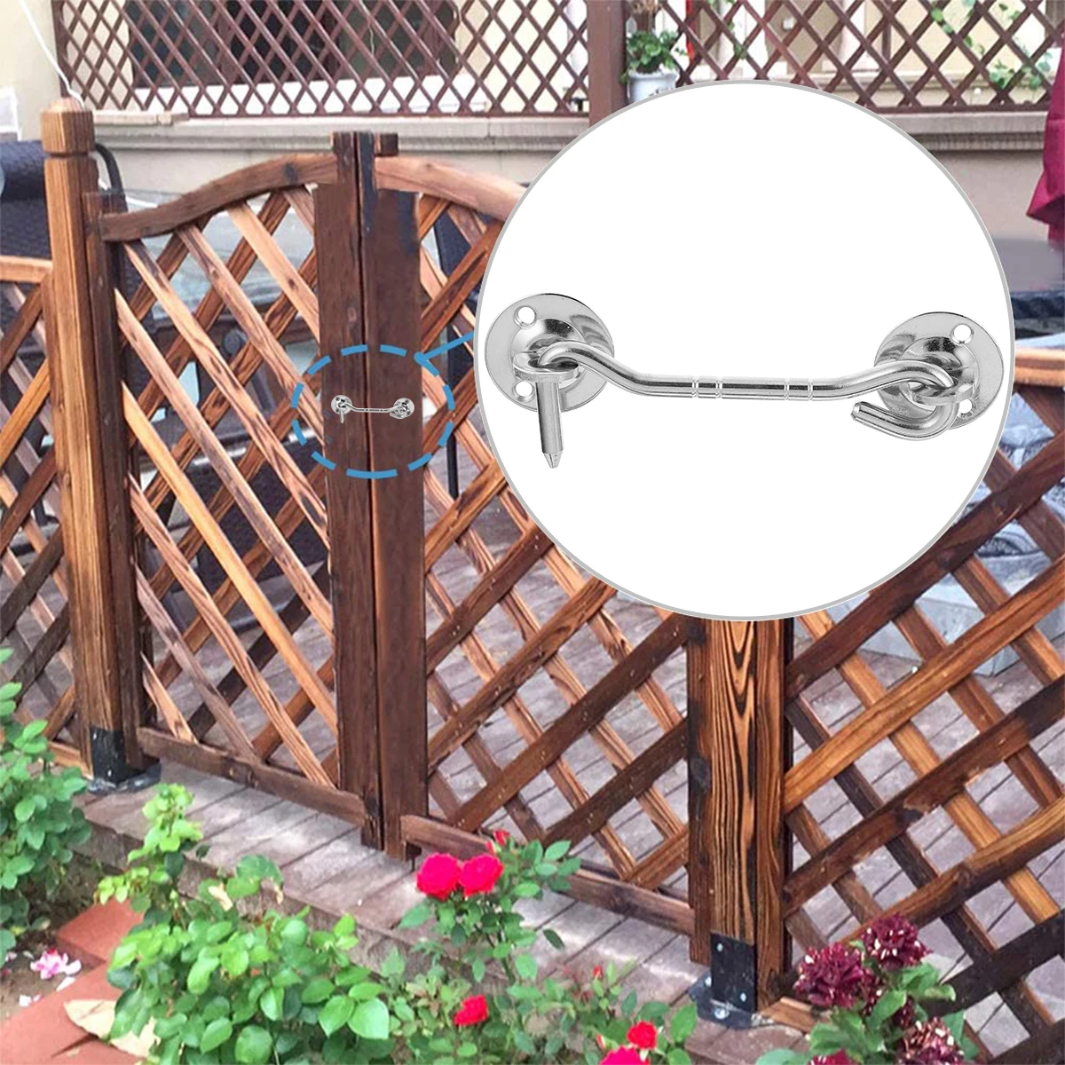 

2Pcs Stainless Steel Window Hooks Windproof Mute Solid Old fashioned Door Lock Hardware Smooth Surface Durable Practical