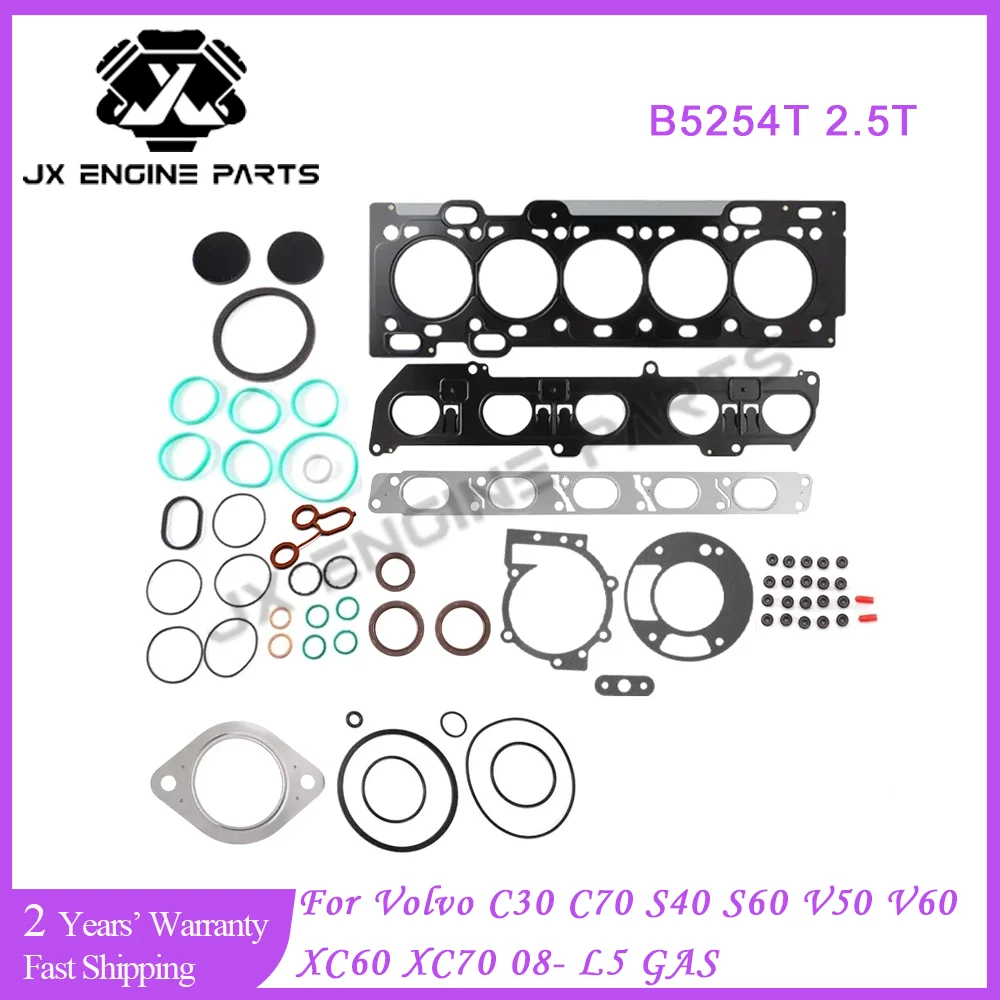 Kit de reconstrucción de motor, juego completo de juntas de culata para Volvo 2,5 C30 C70 S40 S60 V50 V60 XC60 XC70 B5254T 2.5L T5 L5 31251501