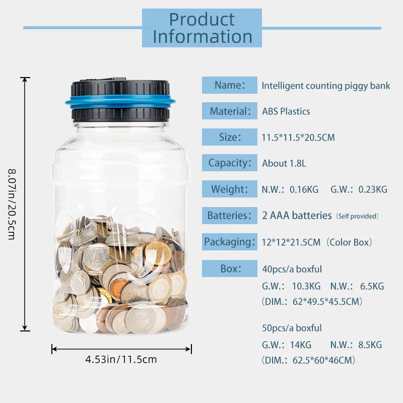 Electronic Piggy Bank Counter Coin Digital LCD Counting Coin Money Saving Box Jar Coins Storage Box For USD EURO Money Gifts