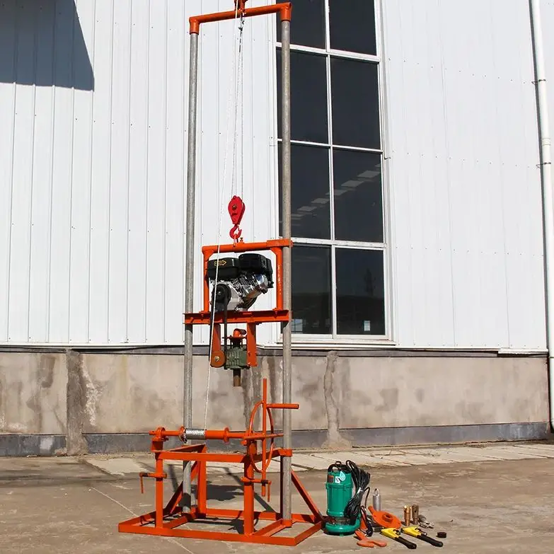 Personalizzato in vendita Impianto di perforazione per pozzi d'acqua a benzina Profondità 80 m Piccolo funzionamento manuale portatile