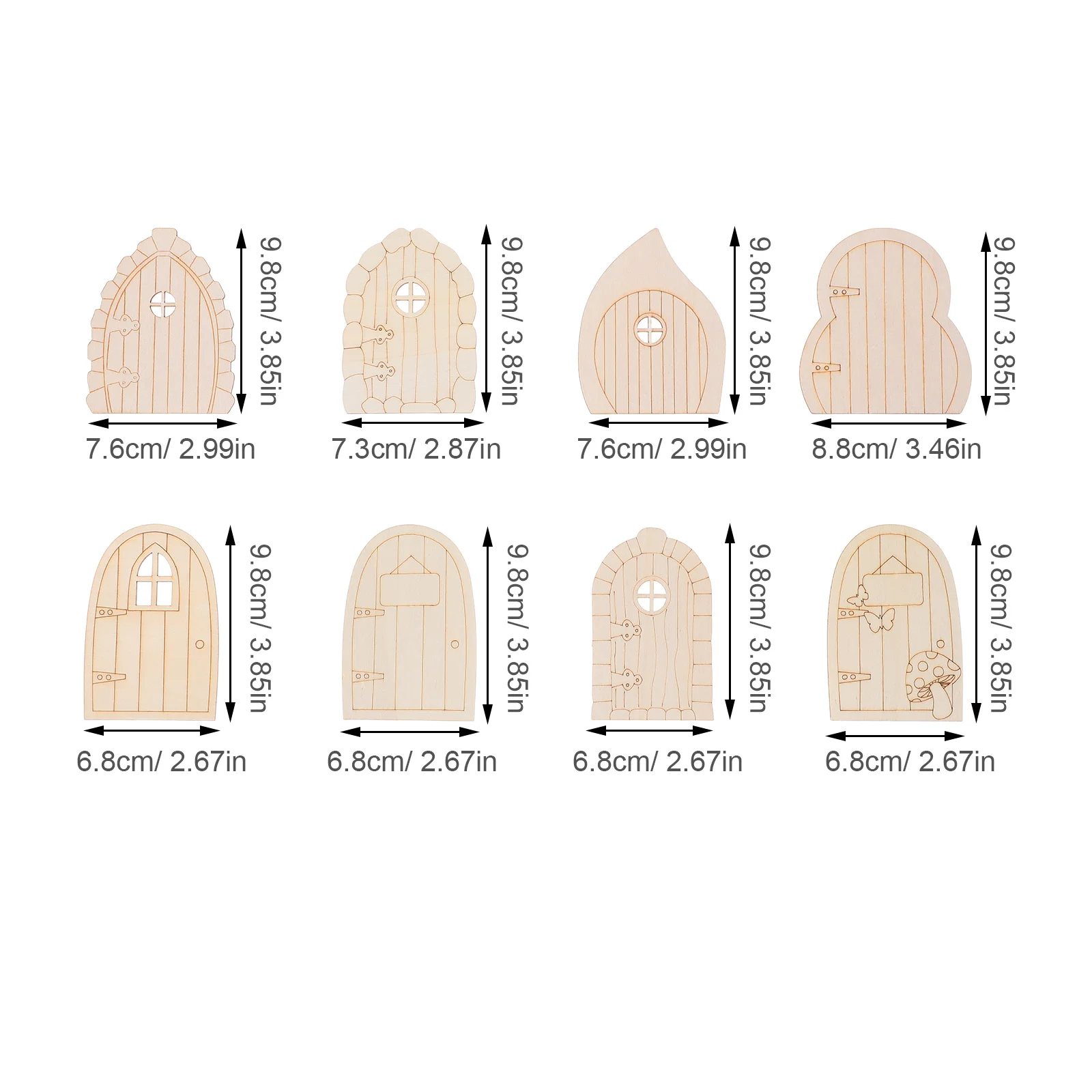 40 قطعة الأبواب الجنية غير مصبوغ الخشب مصغرة فارغة DIY بها بنفسك حديقة شجرة جذع مكتب حفل زفاف الديكور الجنية الباب التماثيل #5