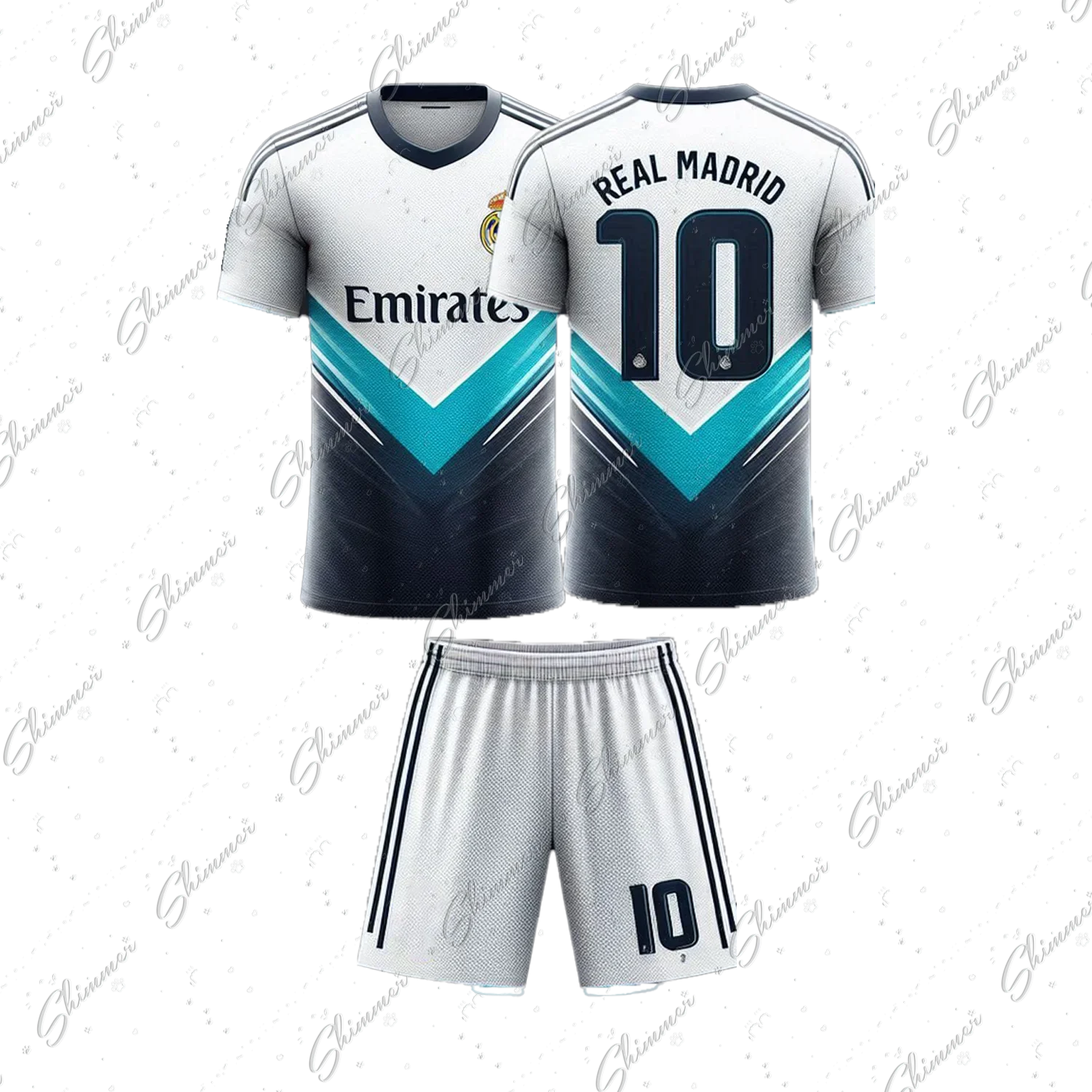 2Pc Europe Real Madrid FC Style Raglan Sleeve Soccer Jersey Suit Training Wear Football Jersey For