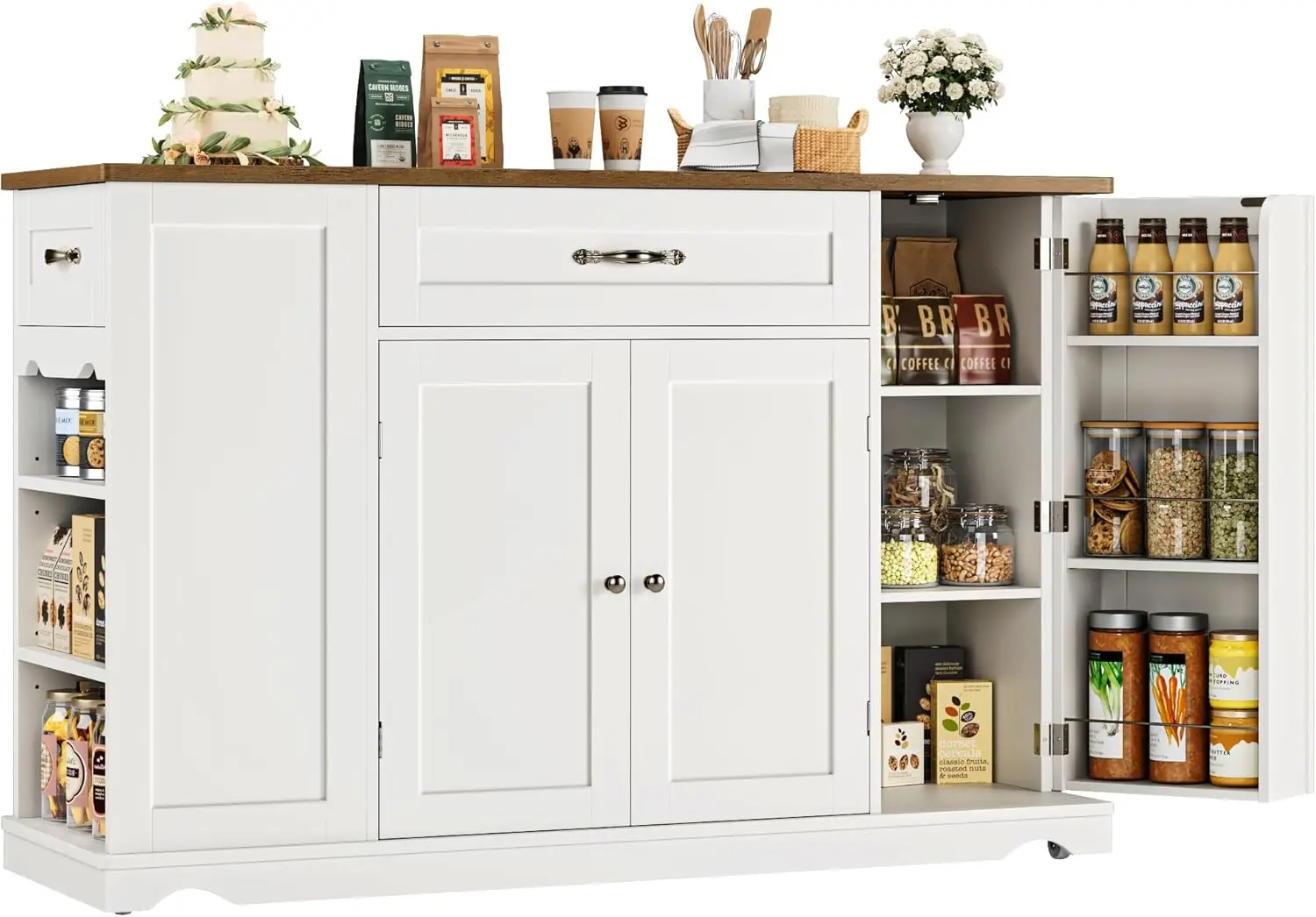 

Kitchen Island Cart with Storage, 47'' Kitchen Storage Island on Wheels with 2 Drawers, Rolling Island Table with Adjustable