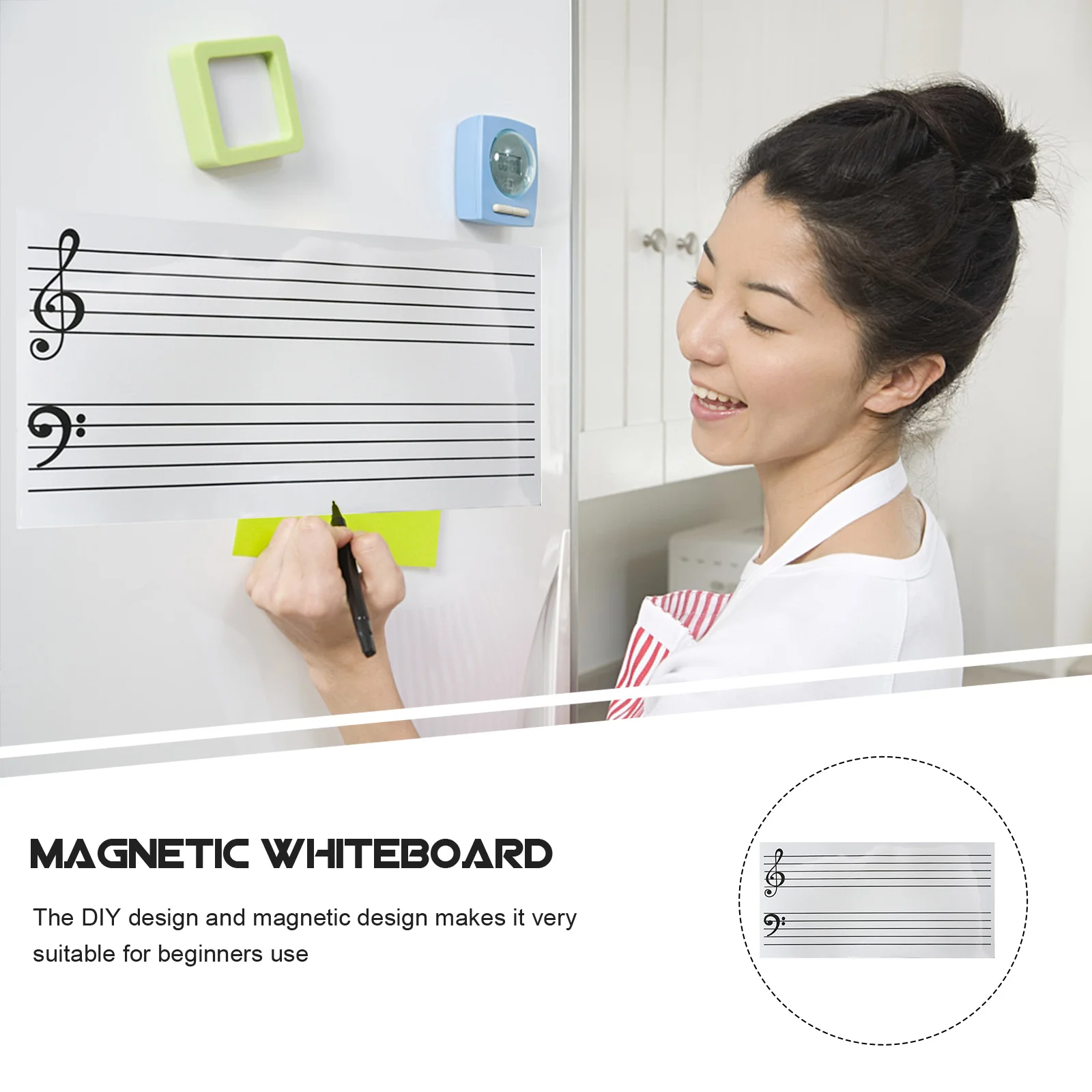 

1Set Magnetic Note Teaching Whiteboard Kit Writable Dry Erase Board for Music Education Beginners Portable Stave Board Notation