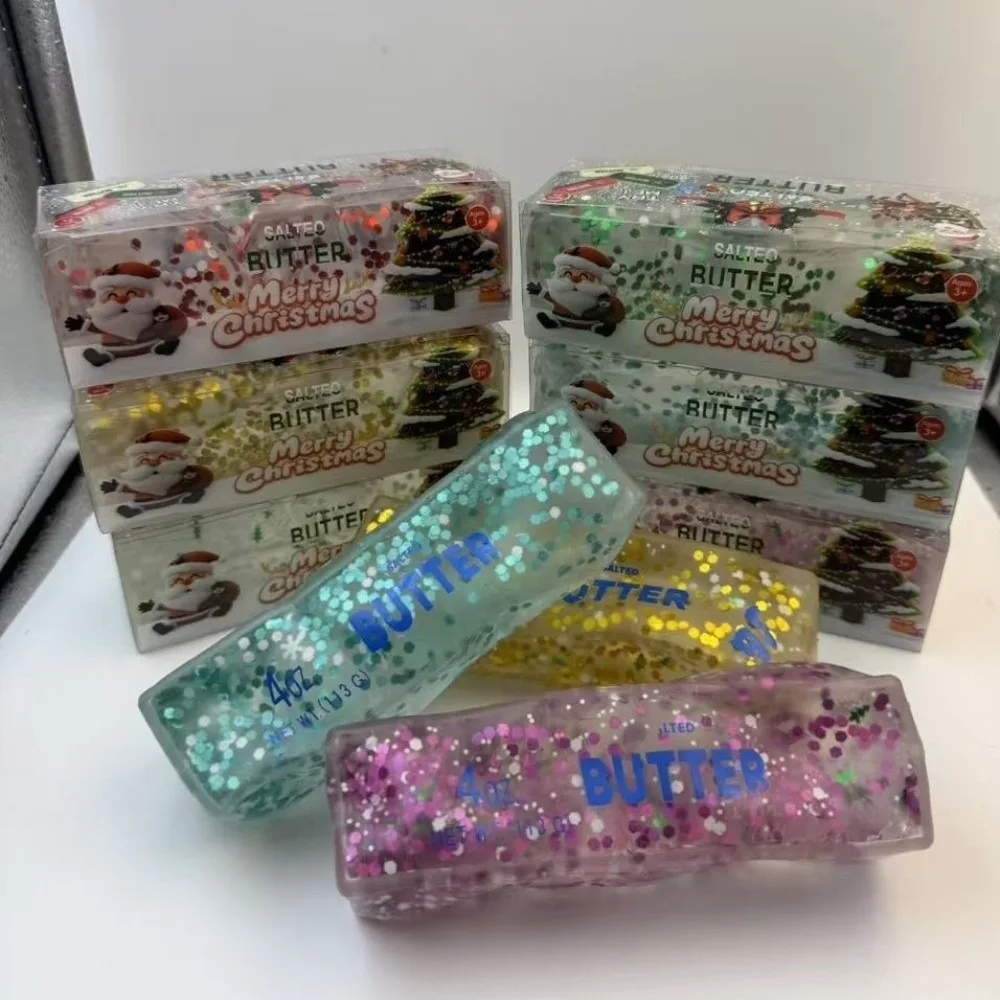 Slow Rising Butter Stick Squishy Toy Glitter Wet Texture Butter Stick Squeeze Toy Super Soft Realistic Plasticity Fidget Toy