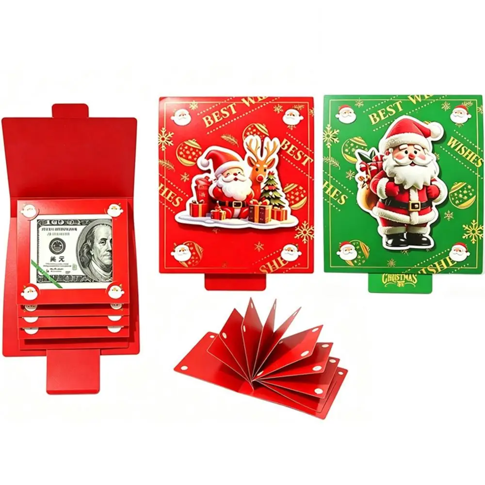 Gifts Foldable Christmas Red Envelope Paper Pull Out Pull Out Envelopes Santa Pattern Santa Cash Envelopes Party Favors