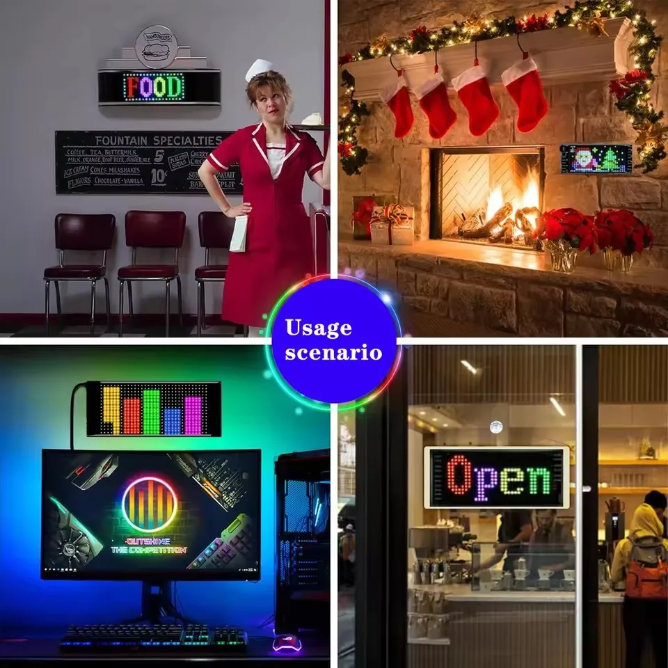 Lâmpada de logotipo de pixel de matriz led rgb para carros rolagem publicidade painel led luz de exibição flexível diy padrão de texto personalizado luz usb