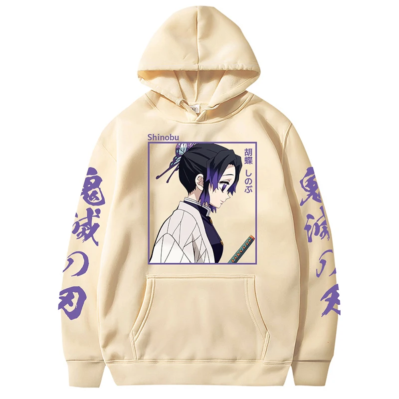 Demon Slayer Anime Hoodie Shinobu Kocho Men Women Sweatshirts Harajuku Plus Size Unisex Long Sleeve Pullover Clothes Tops