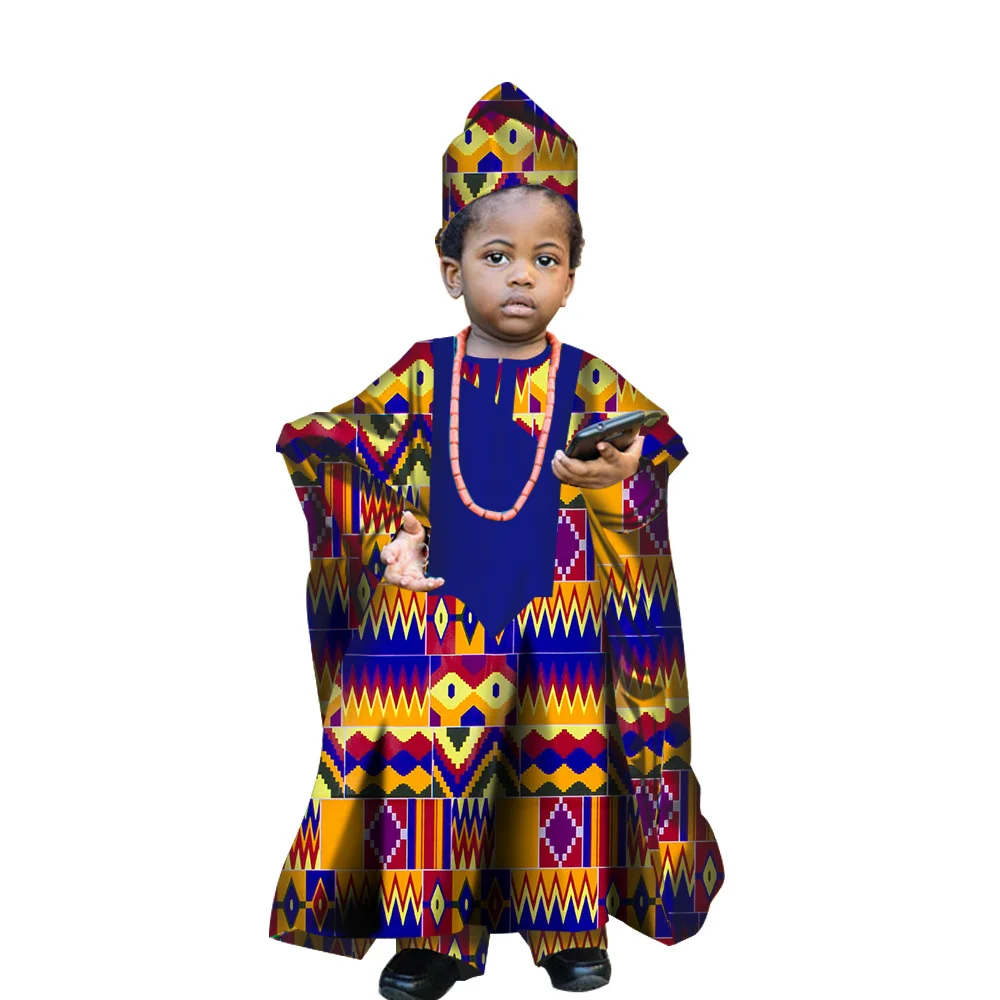 

Fashion New African Tradition Clothes For Kids Boys Ankara Long Sleeve Tops Embroidery Dashiki Robe Shirt Pant Child Set Ramadan