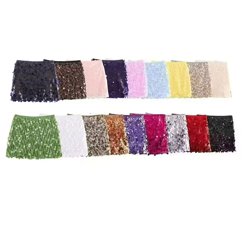 

Сексуальная юбка с высокой талией, мини-юбка с блестящими пайетками, облегающая юбка-трапеция, элегантная европейская шикарная юбка для вечеринок и клубов, подчеркивающая фигуру.