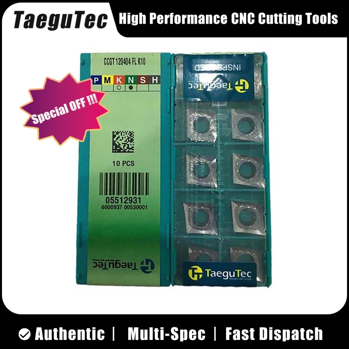 TaeguTec 100% Original CCGW CCGW060204 -LS TB650 Turning Insert 10PCS