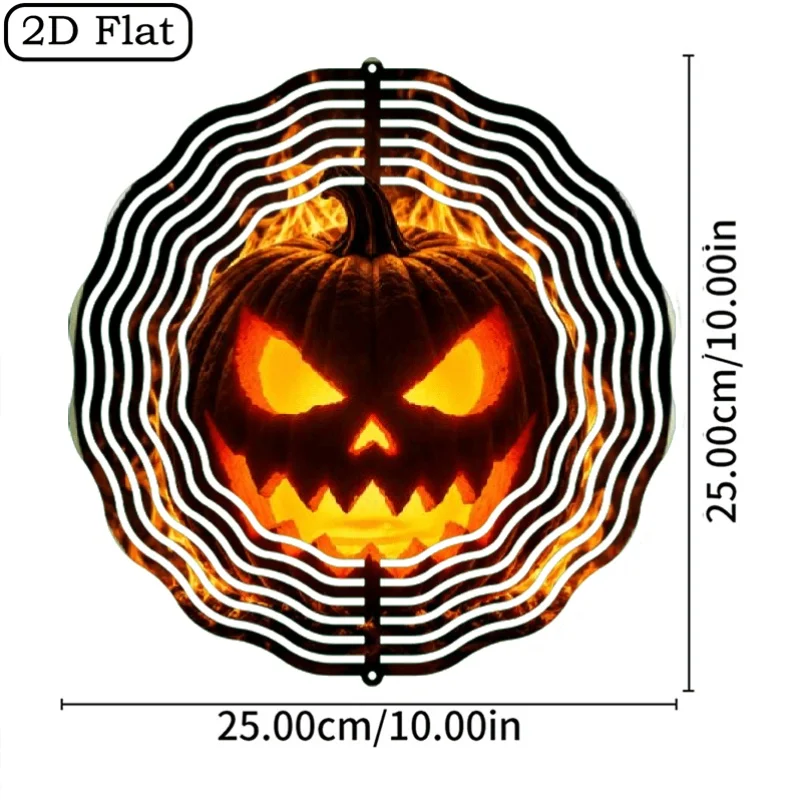 CIFBUY Halloween Pumpkin Wind Spinner Metal Hanging Ornament 3D Rotating Decor for Outdoor Yard Garden Patio