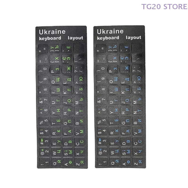 Stiker Keyboard Ukraina Alfabet Tahan Lama Latar Belakang Hitam Bahasa Ukraina Untuk Aksesori Laptop PC Keyboard Komputer