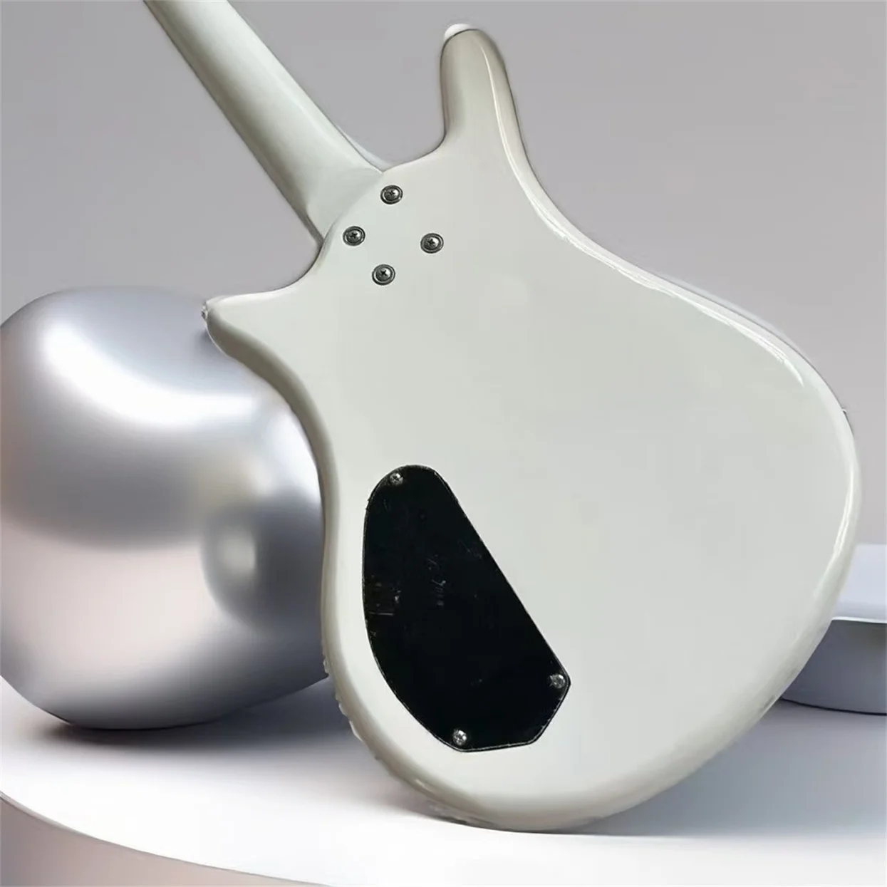 4 Strings Prince Symbol Cloud One EYE White Electric Bass Guitar Hand Work Paint,Black Block Inlay