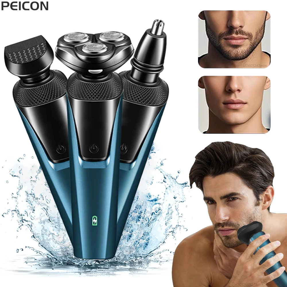 

Electric Shaver Man Portable Electric Razor for Men Beard Trimmer Men's Shaving Machine USB Rechargeable 3 in 1 Rotary Shaver