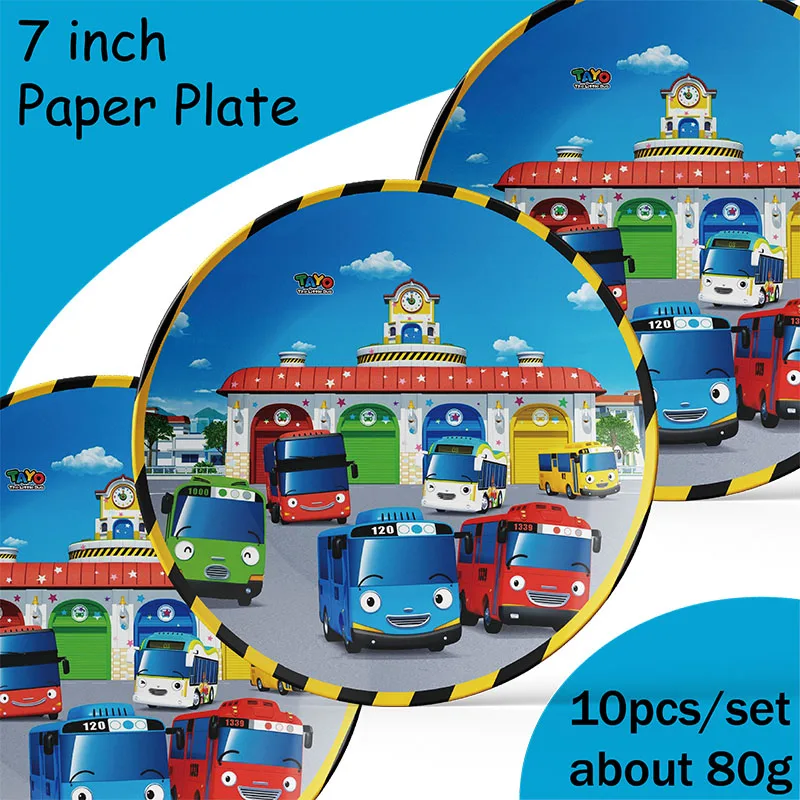 Disney Tayo the Little Bus Car Birthday Party Decoration Balloon Cup Plate Banner Backdrop Cake Supplies Banner For Baby Shower