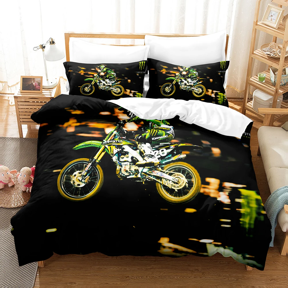 Imagem -05 - Motocicleta Conjuntos de Cama Duvet Cover Conjunto com Fronha Twin Completo Rainha King Bedclothes Roupa de Cama 3d a