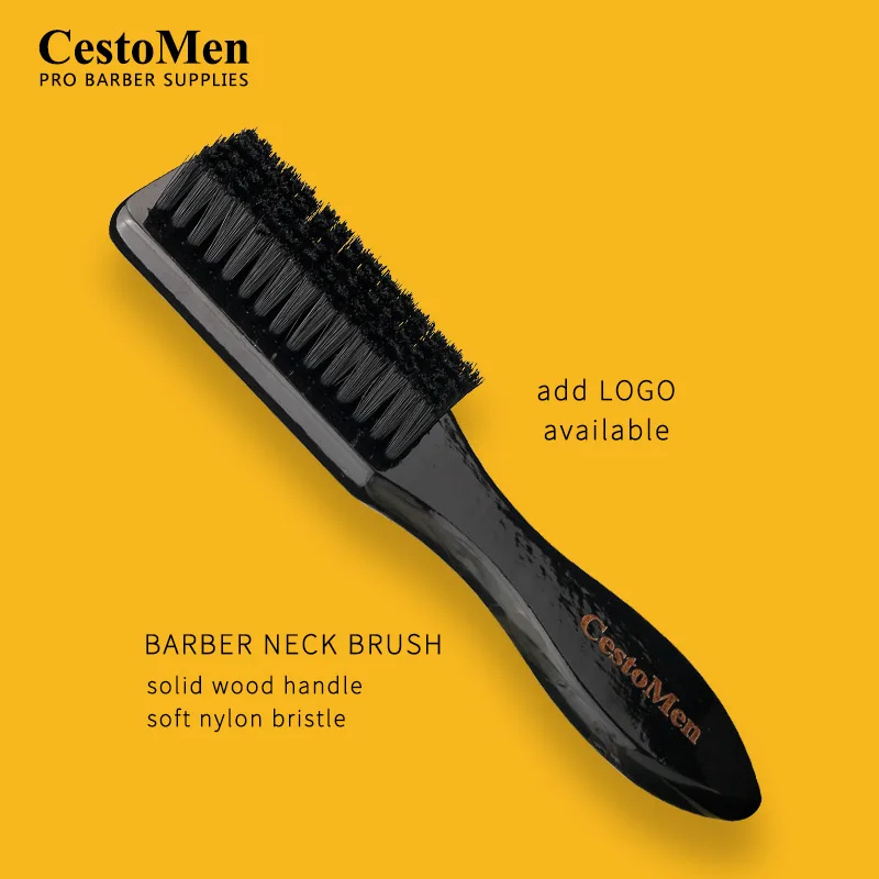 CestoMen Soild Wood Professional Fade Brush Barber Neck Sweeping Brush Comb Haircut Accessories Facial Cleaning Tools For Men