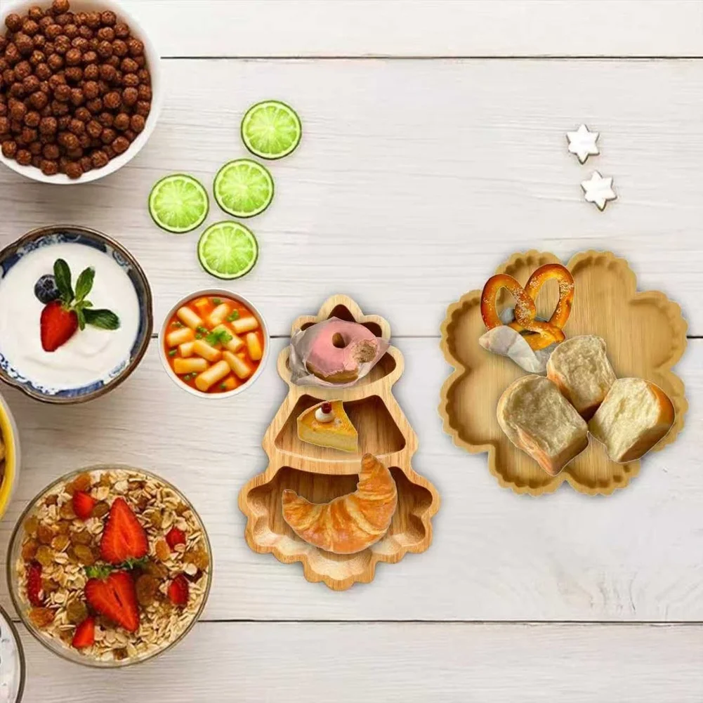 Christmas Tree Shaped Tray Wooden Serving Tray Charcuterie Dessert Boards Steak Dinner Plate Safe Easy To Clean Serving Platter