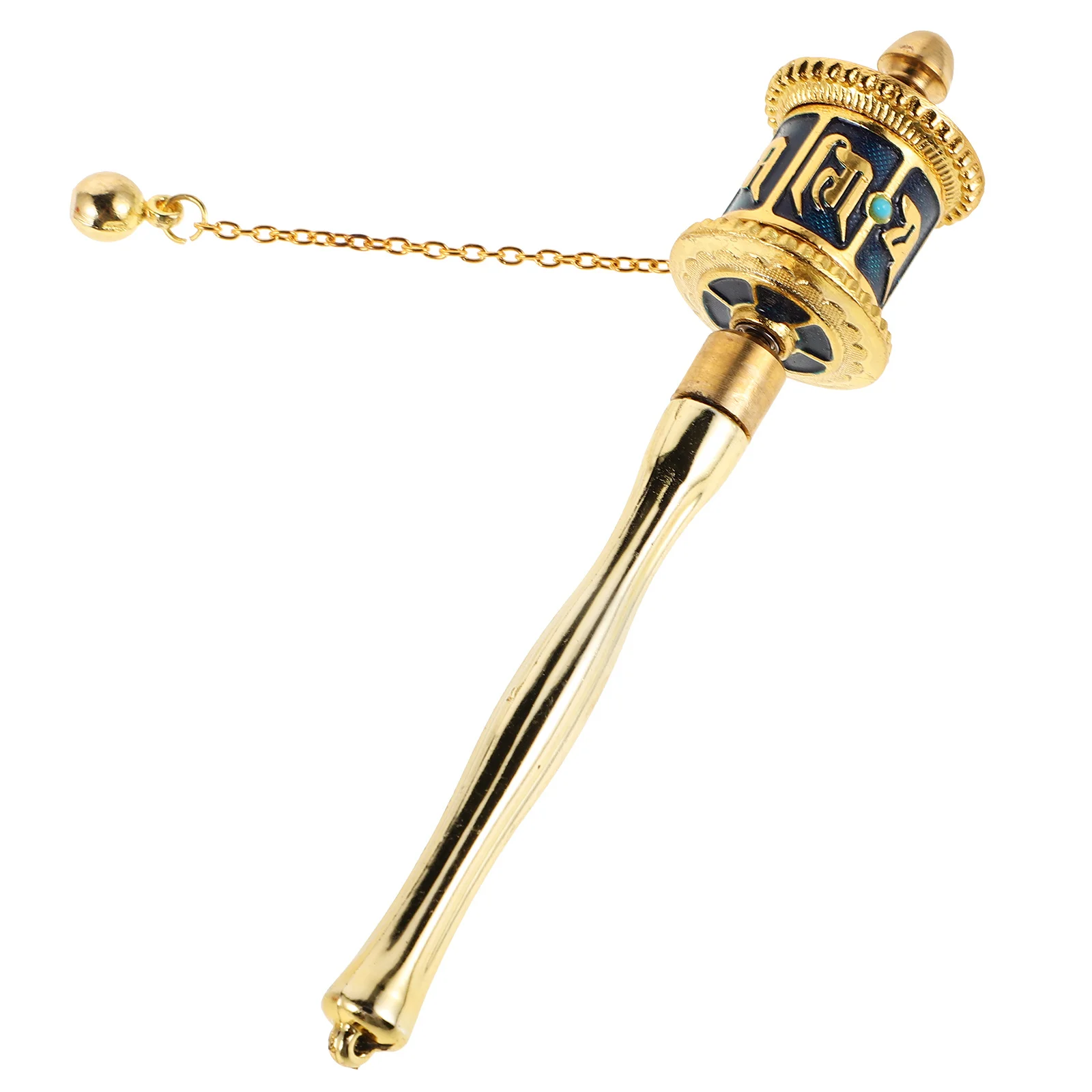 

Six-Word Handheld Tibetan Buddhist Prayer Wheel Painted Alloy Dual Bearing Hand Crank Smooth Rotation Travel Meditation Prayer