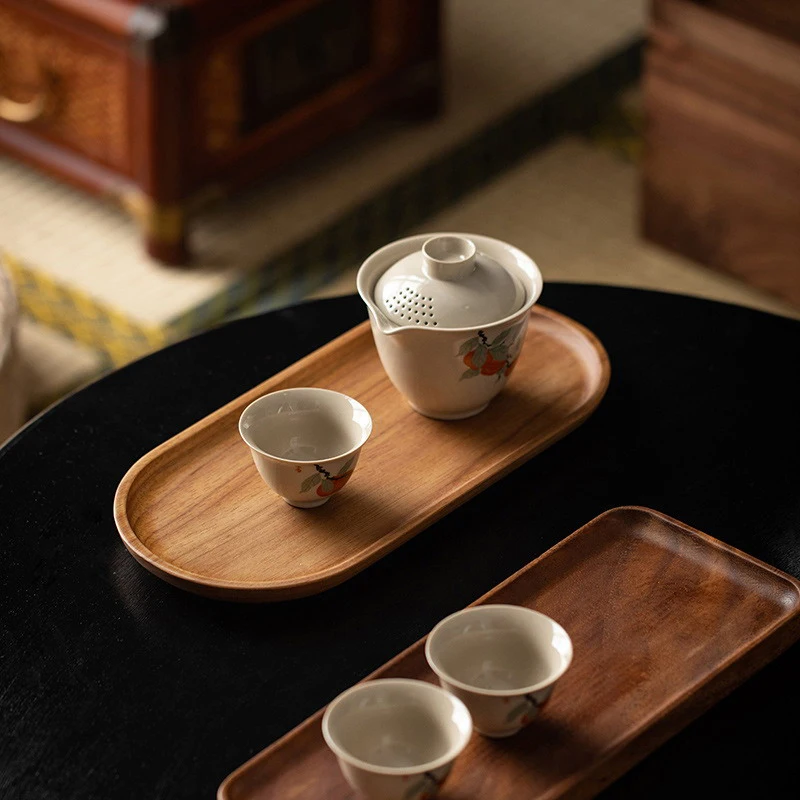 1PCS Tableware Solid Wood Round Dessert Plate Japanese-style Wooden Tray Snack Plate Dried Fruit Plate Wooden Plate