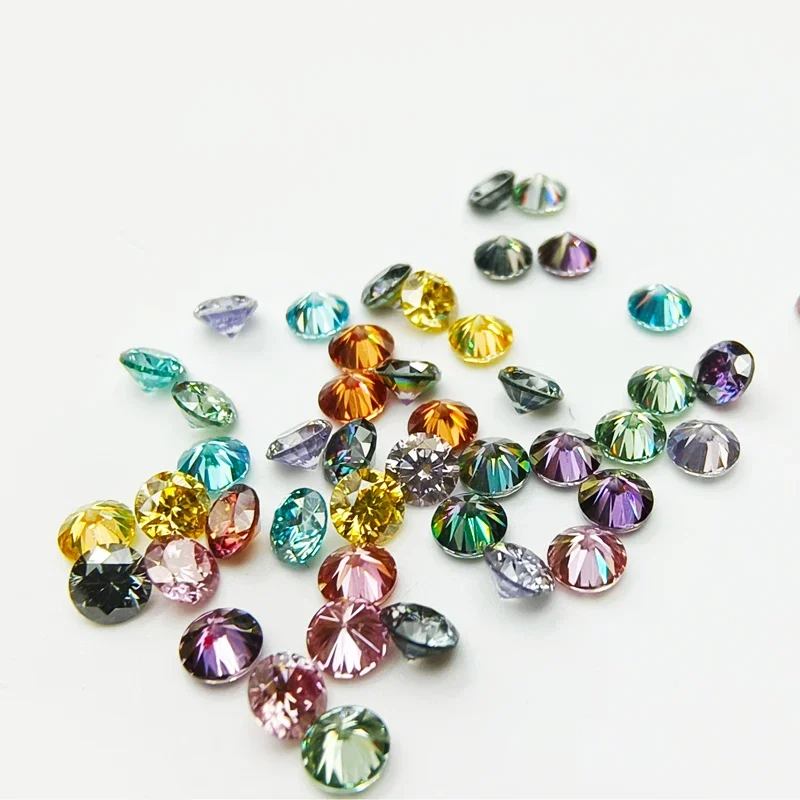 Colored Moissanite Stone Round Shape Small Size Colored DIY Advanced Charms Jewelry Making Materials Multiple Colors Available