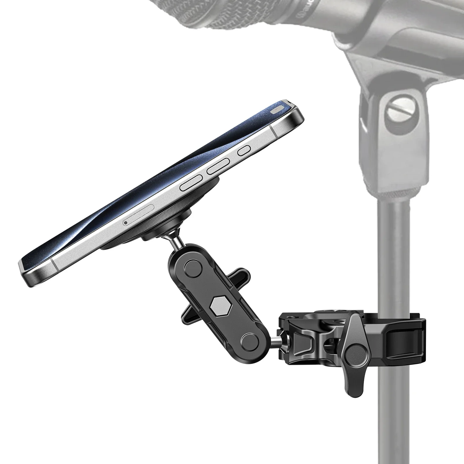 

All-Metal Magsafe Phone Mount - Anti-Shake Heavy-Duty Clamp for Spin Bikes/treadmills/handlebars (Super Grip,sweat-Proof Design)